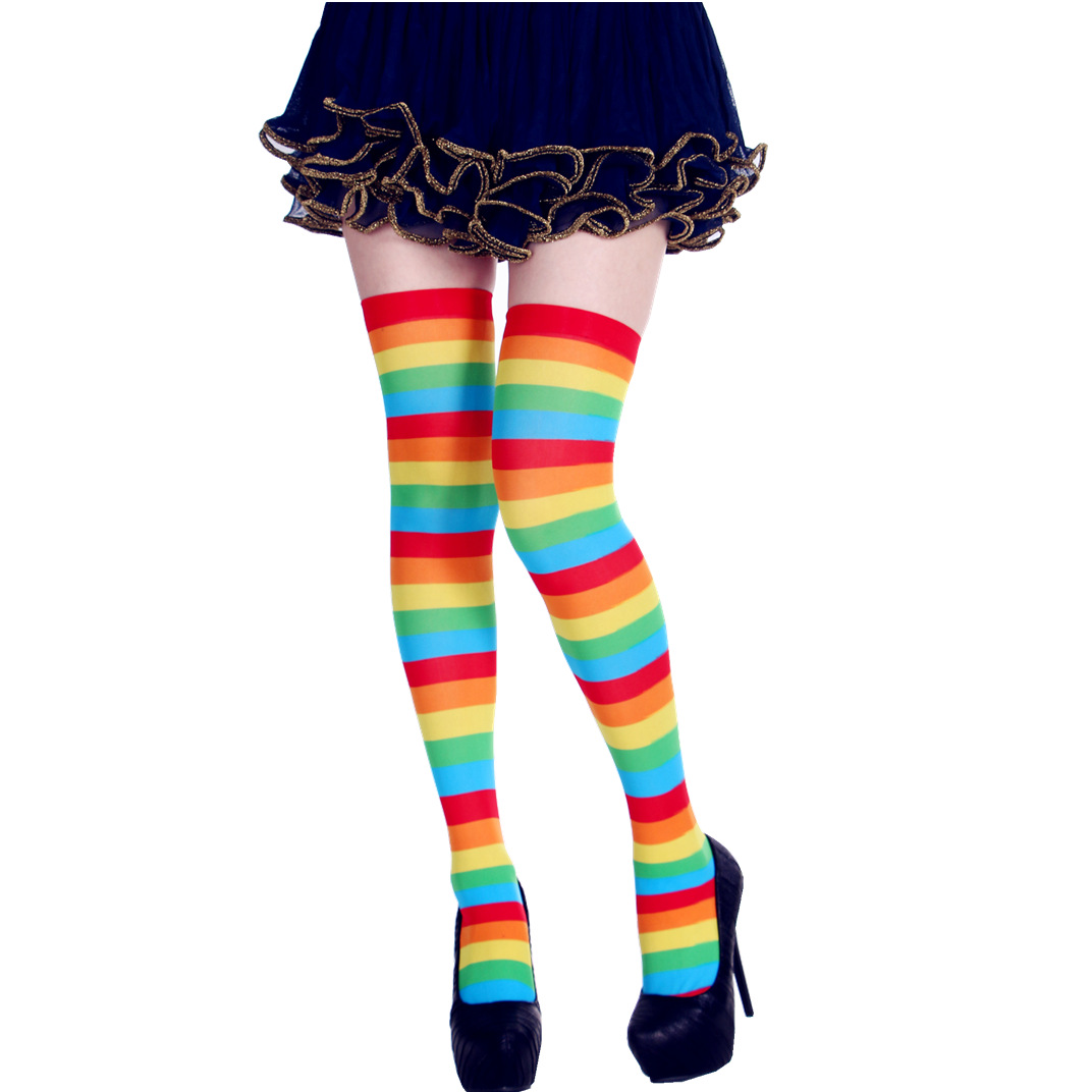 Halloween Holiday Party Colorful Striped Socks Knee Stockings Christmas Socks